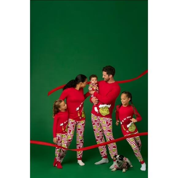Dr. Seuss Grinch Matching Family Pajama Set of 4 (Men M Women S Kids 3T Baby 18M - Picture 1 of 16